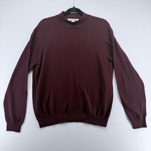 Vintage Pronto Uomo Mens Burgundy Blend Mock Neck Sweater Maroon Size M